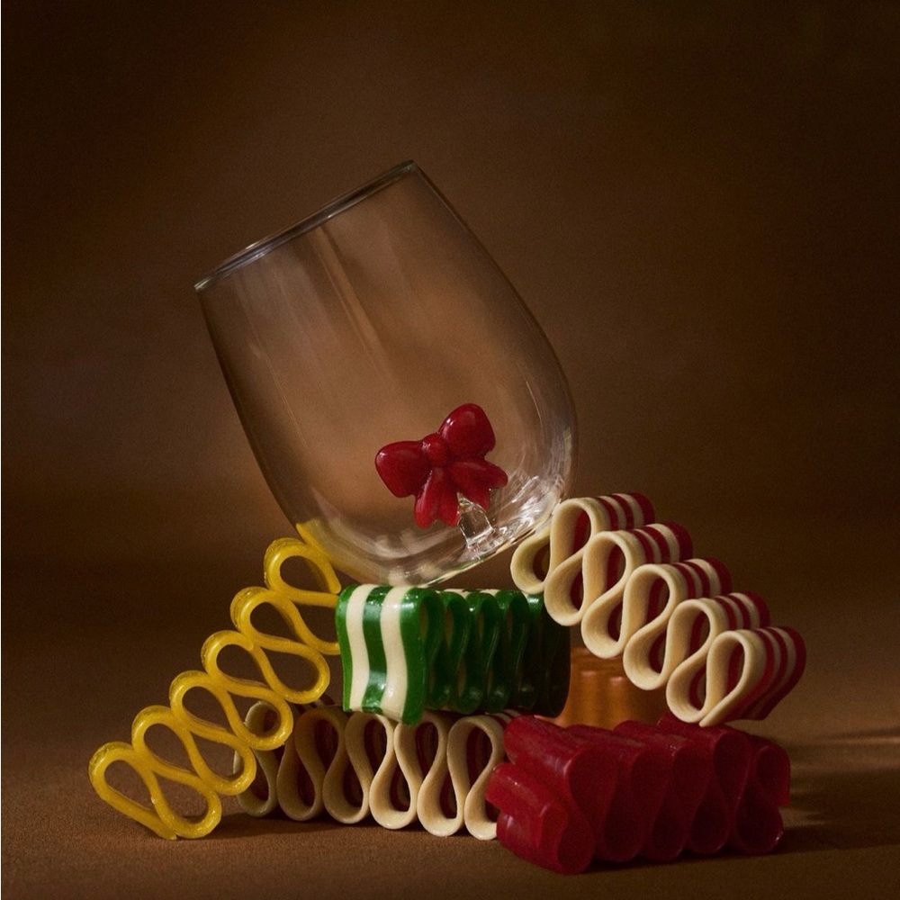 Anthropologie The Jolly Icon Stemless Wine Glass | Bow | NWT - Picture 2 of 5